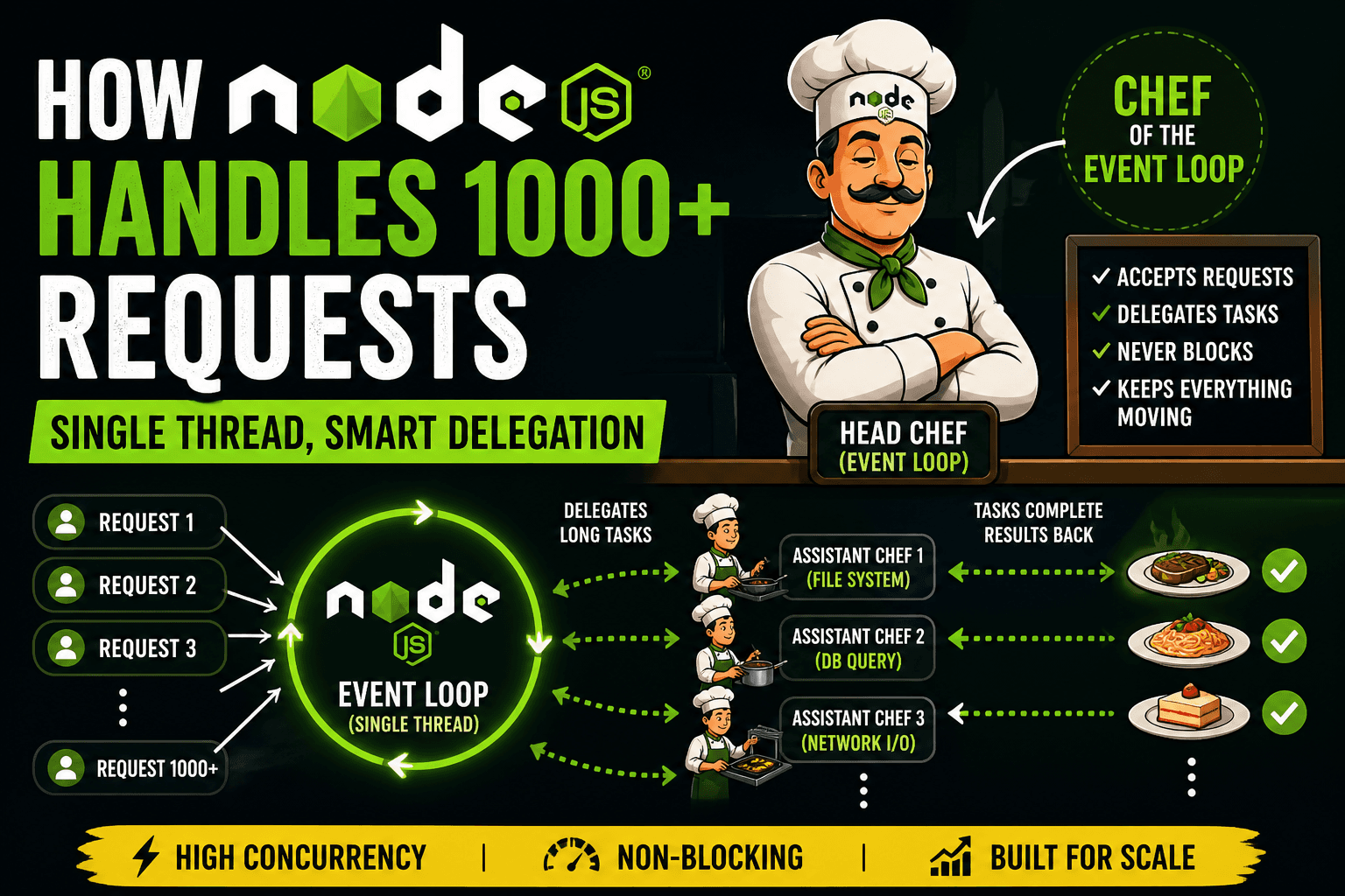 How Node.js Handles Multiple Requests with a Single Thread